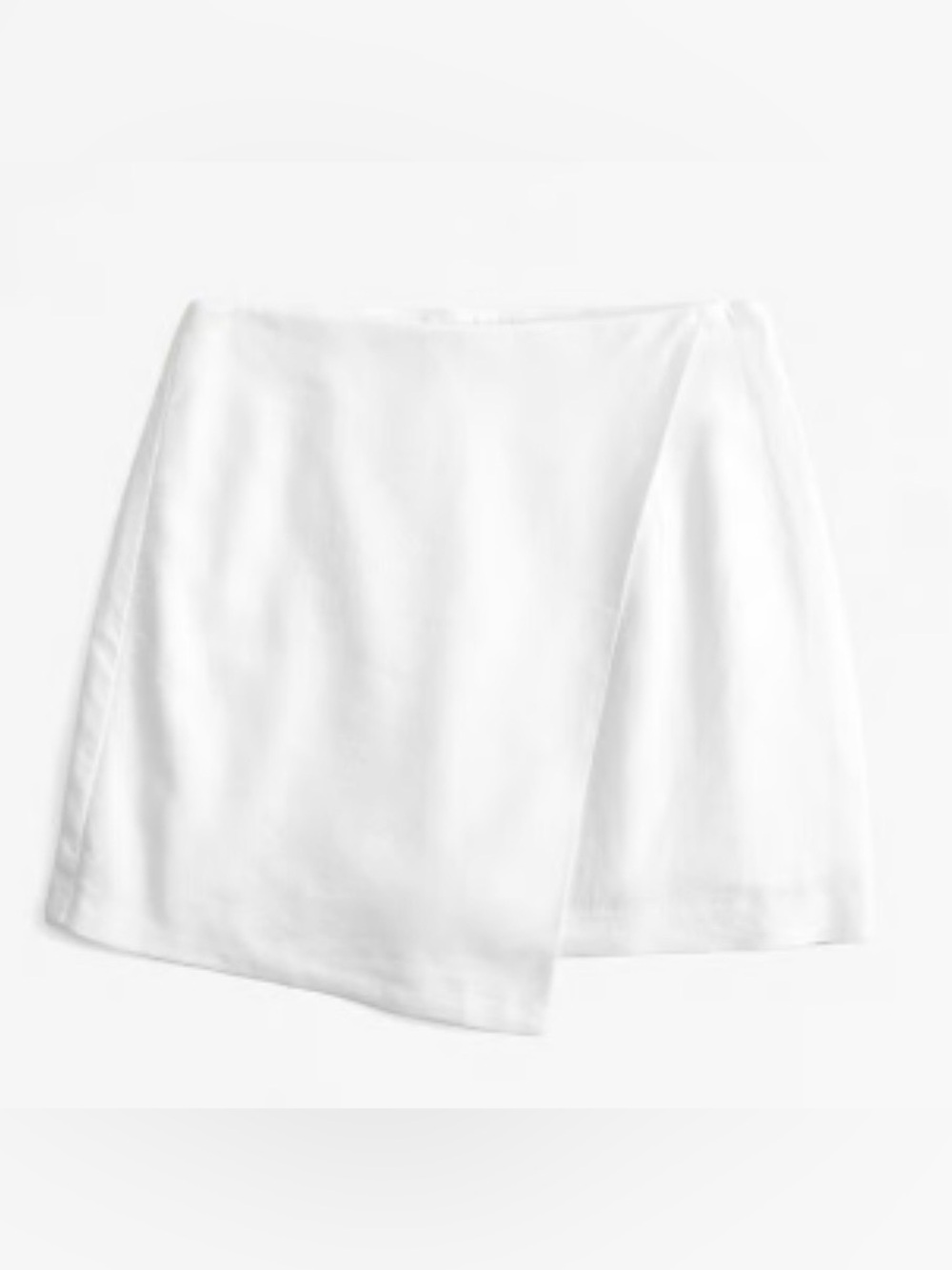 Abercrombie & Fitch Scarlett Linen-Blend Wrap Mini Skort (White)